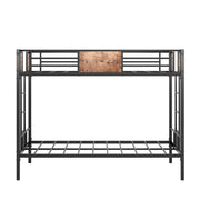 Bunk Bed Twin Over Twin Size Metal Bunk Bed with Ladder and Full-Length Guardrail Metal Bunk Bed Black