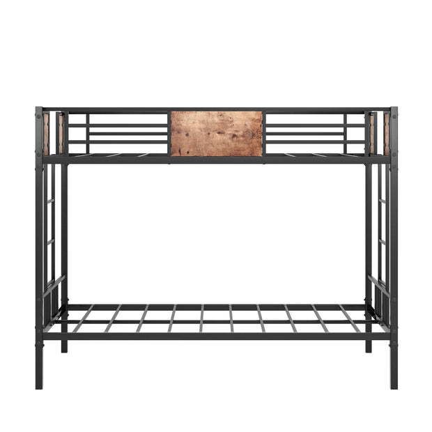 Bunk Bed Twin Over Twin Size Metal Bunk Bed with Ladder and Full-Length Guardrail Metal Bunk Bed Black