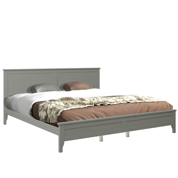 Modern Gray Solid Wood King Platform Bed