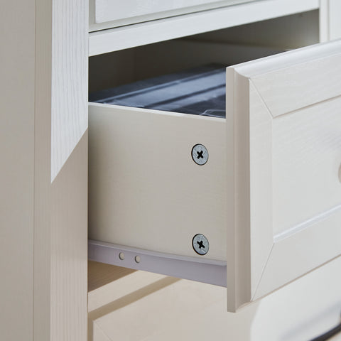 Farmhouse 5 drawer bedroom dressing table, high drawer cabinet white wooden bedroom dressing table.