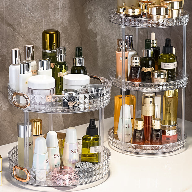 Luxury Dresser Cosmetics Rotating Storage Shelf Box Toilet Desktop Perfume Skin Care Products Shelf Tray