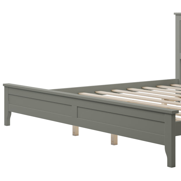 Modern Gray Solid Wood King Platform Bed