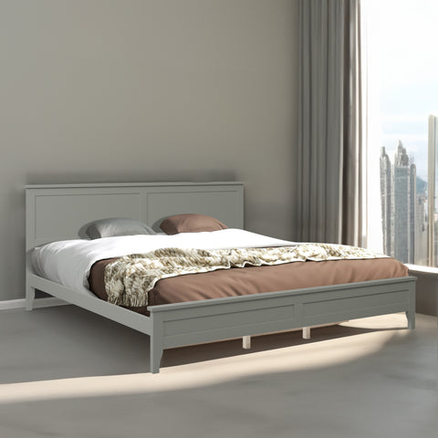 Modern Gray Solid Wood King Platform Bed