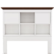 Solid Pine Captain Bookcase Bed with Trundle Bed and 3 Spacious Under Bed Drawers in Casual,Twin, White+Walnut