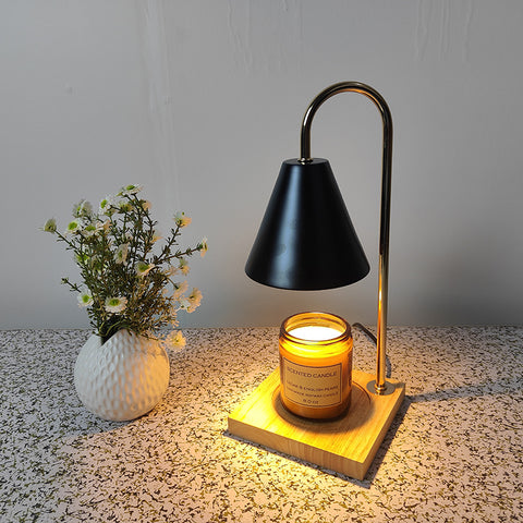 Simple Aromatherapy Melting Wax Lamp Iron Wood Desktop Night Light Romantic Bedside Lamp Without Fire Essential Oil Melting Candle Lamp