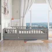 Full size floor bed, children's floor bed frame, Montessori wood floor bed, support Flat noodles gray