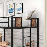 Bunk Bed Twin Over Twin Size Metal Bunk Bed with Ladder and Full-Length Guardrail Metal Bunk Bed Black