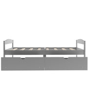 Twin size platform bed, with two drawers, gray