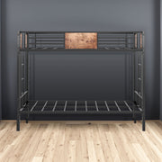 Bunk Bed Twin Over Twin Size Metal Bunk Bed with Ladder and Full-Length Guardrail Metal Bunk Bed Black