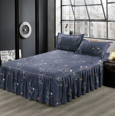 Classic Double Layer Skirt Bedding Set Flower Printing Bed Shirts Bed Linen 3pcs/set Pastoral Bed Sheet Home textile Pillowcase