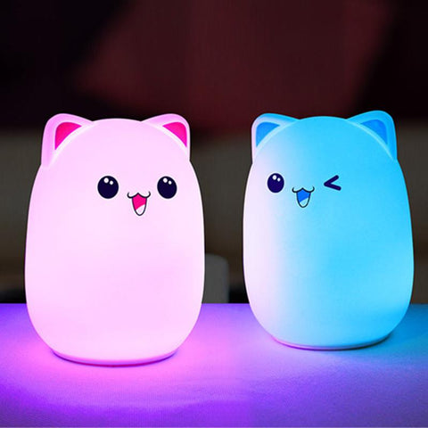 7 color cartoon cat led LED children animal night light silicone soft cartoon miffy rabbit children light LED night light