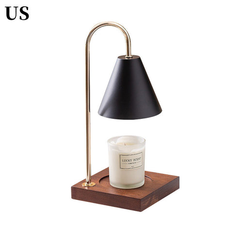 Simple Aromatherapy Melting Wax Lamp Iron Wood Desktop Night Light Romantic Bedside Lamp Without Fire Essential Oil Melting Candle Lamp