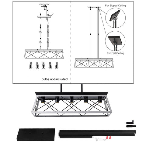 5-Light Farmhouse Chandeliers For Dining Room (No Bulbs)