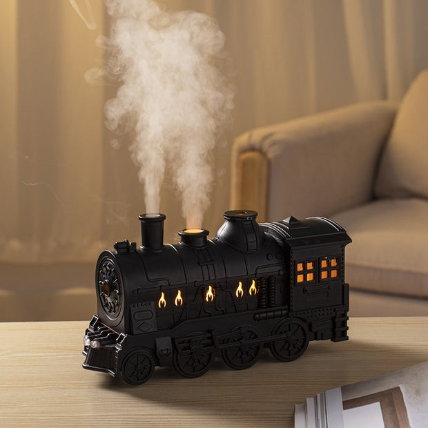 Train Shape Aromatherapy Diffuser Desktop Essential Oils Difusor Smoke Ring Double Spray Ultrasonic Air Humidifier With LED Lamp